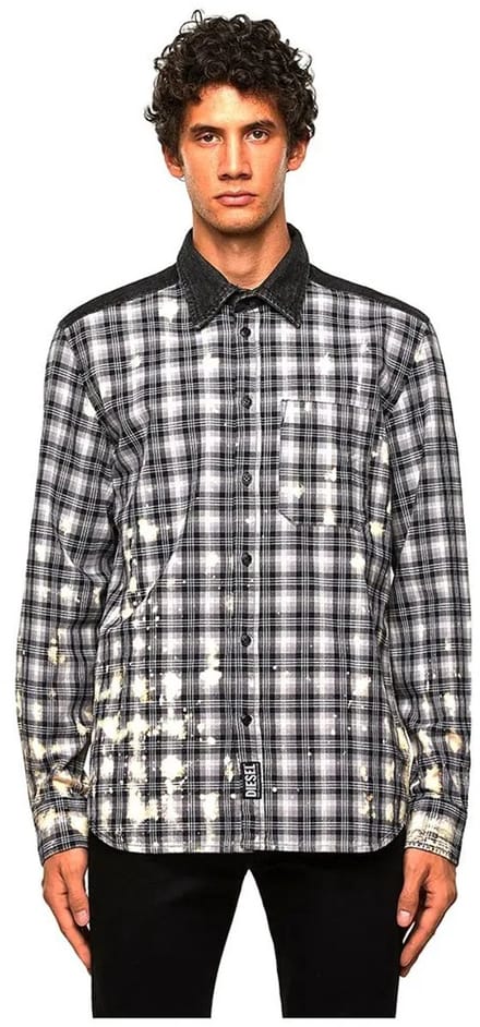 Diesel Moon Check Overhemd Met Lange Mouwen Grijs 2XL Man