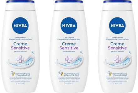 NIVEA Douche - Crème Sensitive - Voordeelverpakking 3 x 250 ml