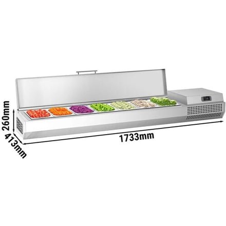 GGM Gastro Opzetkoelvitrine PREMIUM PLUS - 1733x413mm - 6x GN 1/3 zilver