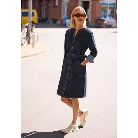 Denim jurk met V-hals