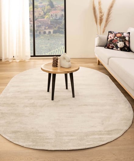 Viscose vloerkleed ovaal - Glamour ivoor 120x180