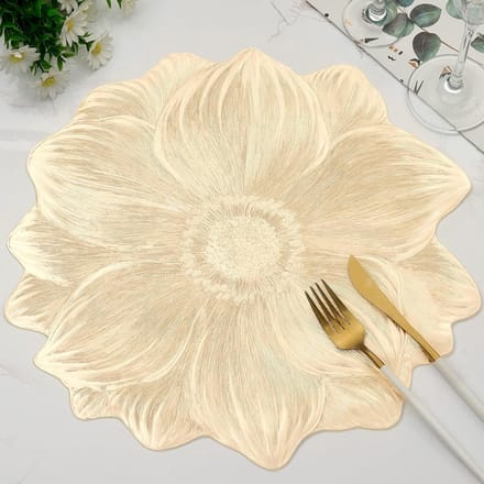 Ronde placemats - 6 stuks - Lotusbloem placemats - 38 cm tafelmatten - Goud