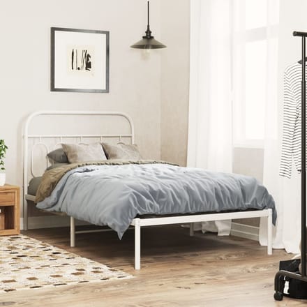 vidaXL - Bedframe - met - hoofdbord - metaal - wit - 100x190 - cm