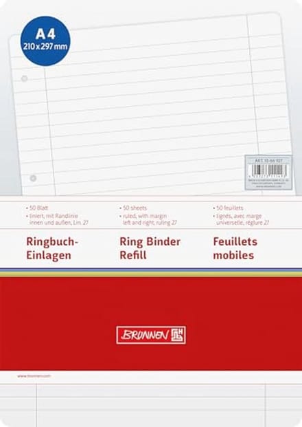 A4 Ringbandvulling Gelinieerd met Rand – 50 Vellen 70g/m²