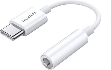 Toosterk Originele USB Type-C naar 3,5mm Jack Adapter voor koptelefoons, AUX-audiokabel Wit