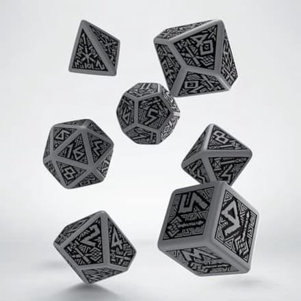 Q-Workshop Dwarven - Grijze & Zwarte Dobbelstenen Set (7)