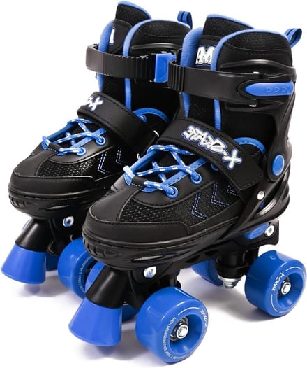 Verstelbare Quad Rolschaatsen - Zwart & Blauw met Remmen