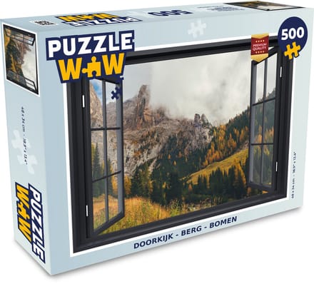 Puzzel Doorkijk - Berg - Boom - Legpuzzel - Puzzel 500 stukjes