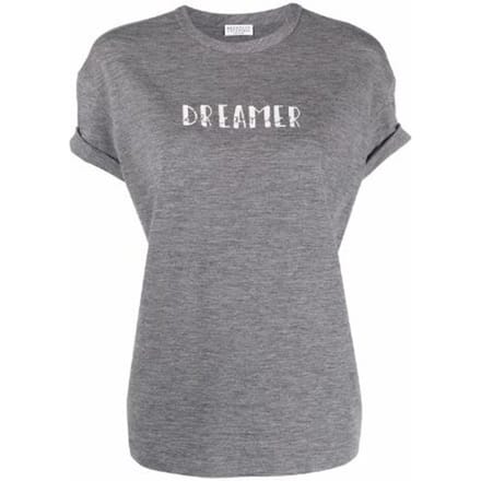 Brunello Cucinelli Grijze Elastaan T-shirt