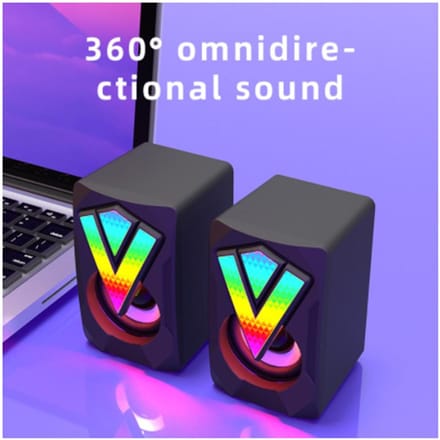 Gaming-luidsprekers Computerluidspreker USB-stuurprogramma Gratis 3,5 mm AUX-ingang Draagbare RGB-verlichting zwart