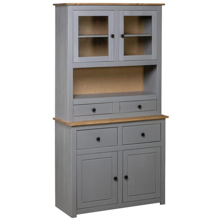 vidaXL - Hoge - kast - Panama - Range - 93x40,5x180 - cm - massief - grenenhout - grijs