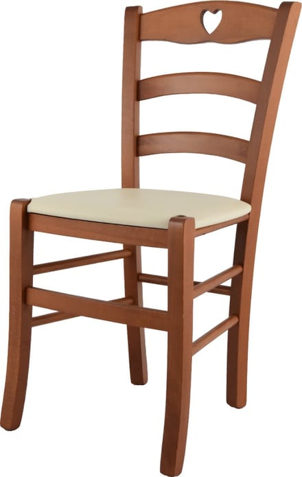 Tommychairs Cuore - Eetkamerstoel - 1 Stuk - Bruin - Kunstleer en Hout