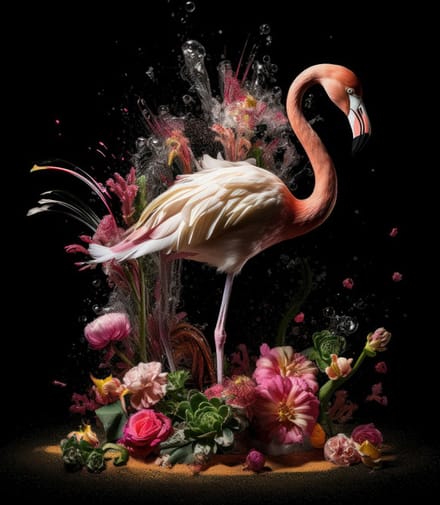 Glasschilderij 80x120x0.4 Flamingo