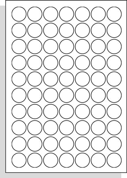 A4 Laserprinter etiketten - 25 mm rond - mat wit - 100 vel per doos