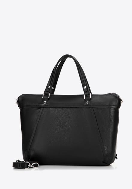 Wittchen Dames 15" Leren Laptoptas met Kwastje Zwart Natuurlijk Leer
