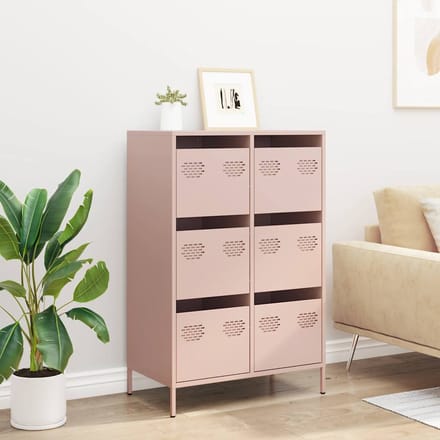 vidaXL - Hoge - kast - 68x39x101,5 - cm - staal - roze