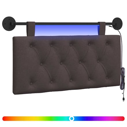 vidaXL - Hangend - hoofdbord - Met - LED-verlichting - Donkerbruin - Stof