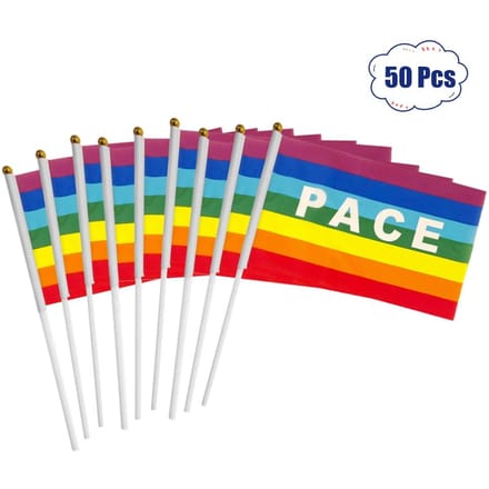 50/100 Stuks Mini Vredesvlag Regenboog Pacifistische Vlag Handheld Polyester Vredesvlag