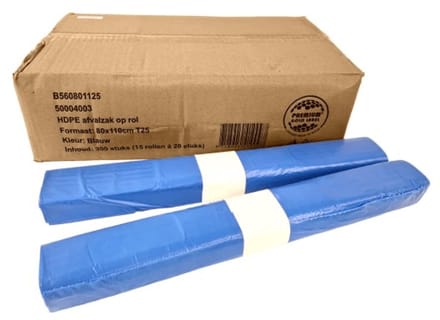 Afvalzak blauw 80x110cm T25 15x20st