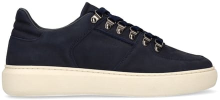 Manfield - Heren - Donkerblauwe nubuck sneakers - Maat 45