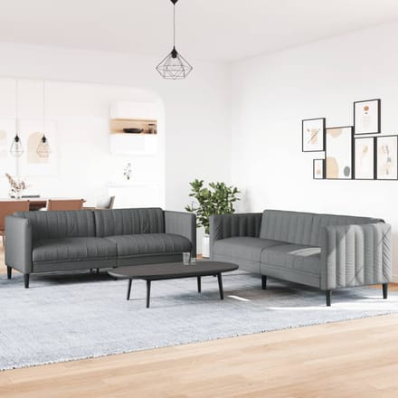 Vidaxl 2-Cz. Zitgroep, Donkergrijs, Bekleed met Stof