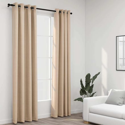 vidaXL - Gordijnen - linnen-look - verduisterend - ogen - 2 - st - 140x245 - cm - beige