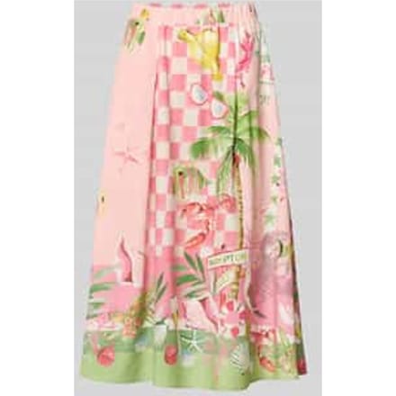 Midirok van viscose-katoenmengsel met elastische tailleband