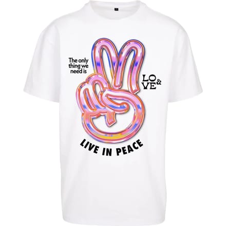 Mister Tee - Live in Peace Oversize Heren Tshirt - S - Wit