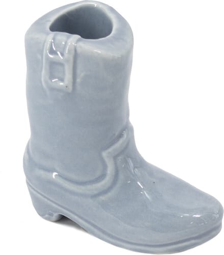 Aardewerk kaarsenstandaard cowboy laars blauw