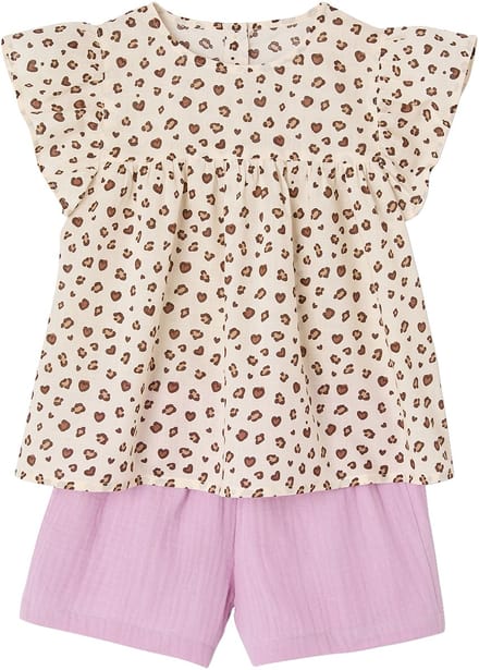 Vertbaudet Set blouse met bloemen en short van katoengaas voor meisjes