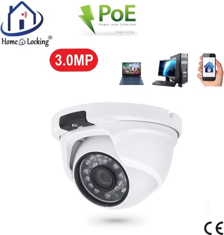 Home-Locking POE IP-camera dome met bewegingsdetectie 3.0MP. C-1219