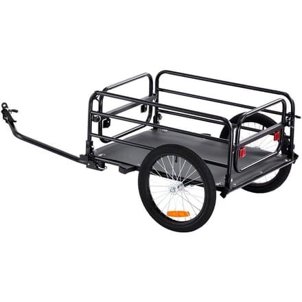 Fiets Cargo Trailer, Laadvermogen 72,5 kg, Robuste Fietskar, Opvouwbaar Compacte Opslag & Snelle Ontgrendeling met Universele Koppeling, 40,6 cm