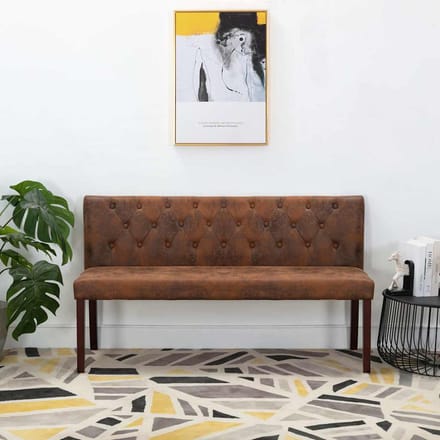 vidaXL - Bankje - 148,5 - cm - kunstsuède - bruin