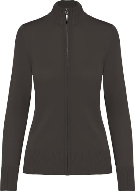 Kariban Dames cardigan met rits K962 - Dark Grey - M