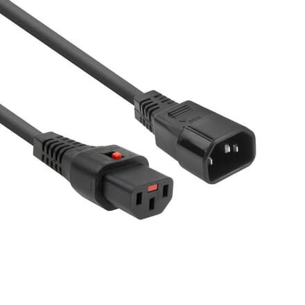 ACT Netsnoer C13 IEC Lock - C14 zwart 1 m, PC1024 AK5033