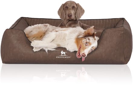 Knuffelwuff Orthopedisch hondenbed Chesapeake van laser-gewatteerd gemarmerd kunstleer XL 105 x 75cm Bruin