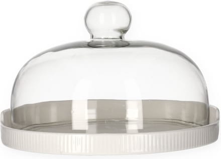 Homla FINCAN Sierplaat met glazen deksel wit 22 cm