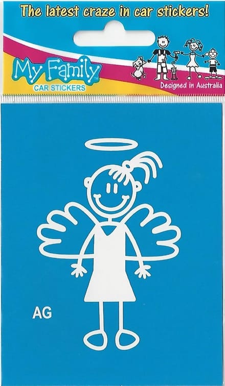Meisje engel - autosticker - wit - 8,5 cm hoog - The Sticker Family