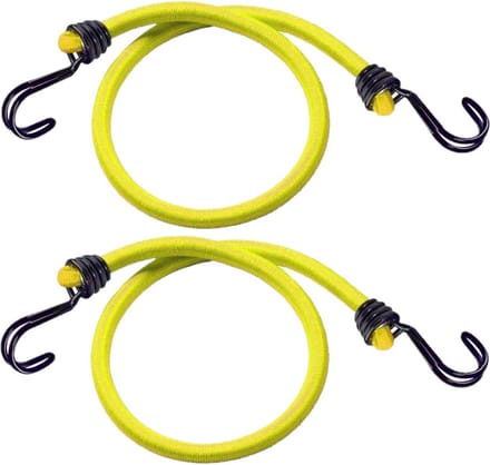Bagagespin/snelbinders - Set van 2x st - geel - 100 cm - fiets accessoires - spanelastieken met haken