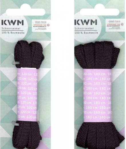KWM schoenveters plat  zwart 120 cm