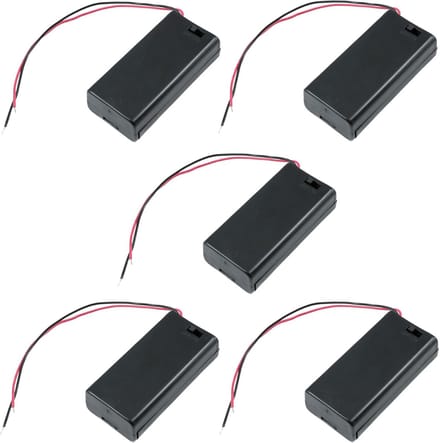 Batterij Houders - Case Box - Elektronica Projecten - Met Aan/Uit Schakelaar - 2x AA Formaat - Zwart