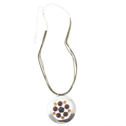 Behave - Ketting Bruin met Ronde Hanger en Stenen - 38,5 cm