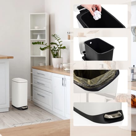 Afvalbak / prullenbak CLEAN SLIM 20 l staal wit hjh OFFICE