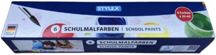 Stylex – Schoolverf 6 kunststof potjes van elk 20 ml