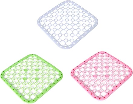 3x Spoelbakmat Kunststof - Bescherming & Drogen - Wit, Roze, Groen
