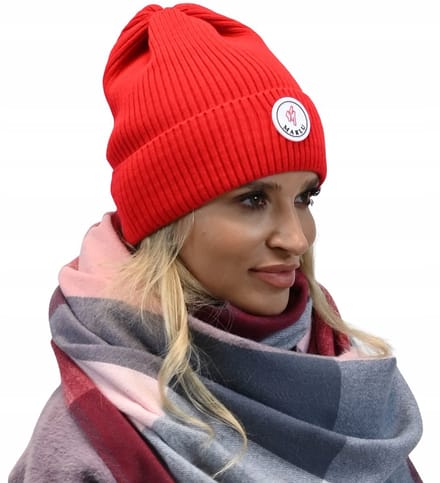 Alur Serie - Dames Beanie Hoed - Rood - Geraffineerd Patroon - 100% Acryl