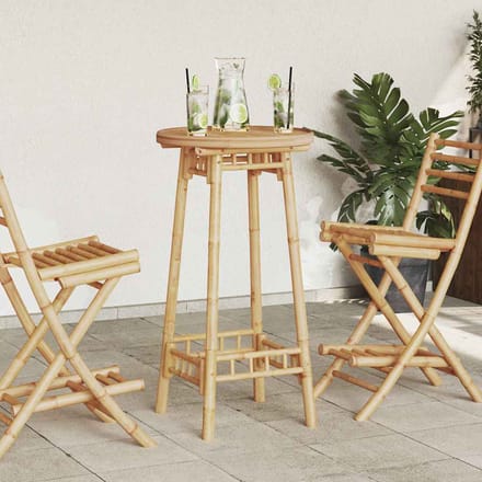 vidaXL - Bartafel - voor - buiten - Rond - Ø55x100 - cm - bamboe