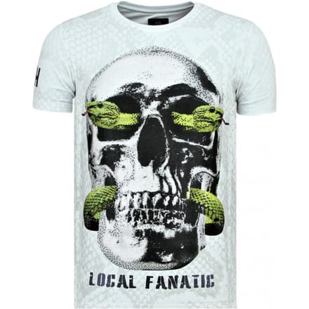 Skull Snake - Strakke T shirt Mannen - 6326W - Wit