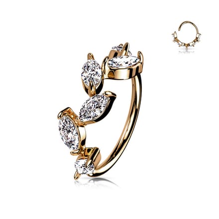 Buigbare ring 6 Marquise CZ Vine 0.8X8 - rose goud - LMPiercings