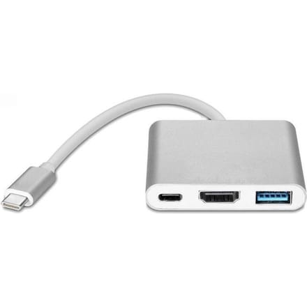 USB-C multipoortadapter naar USB, USB-C (USB PD), 4K HDMI-compatibel Zilver